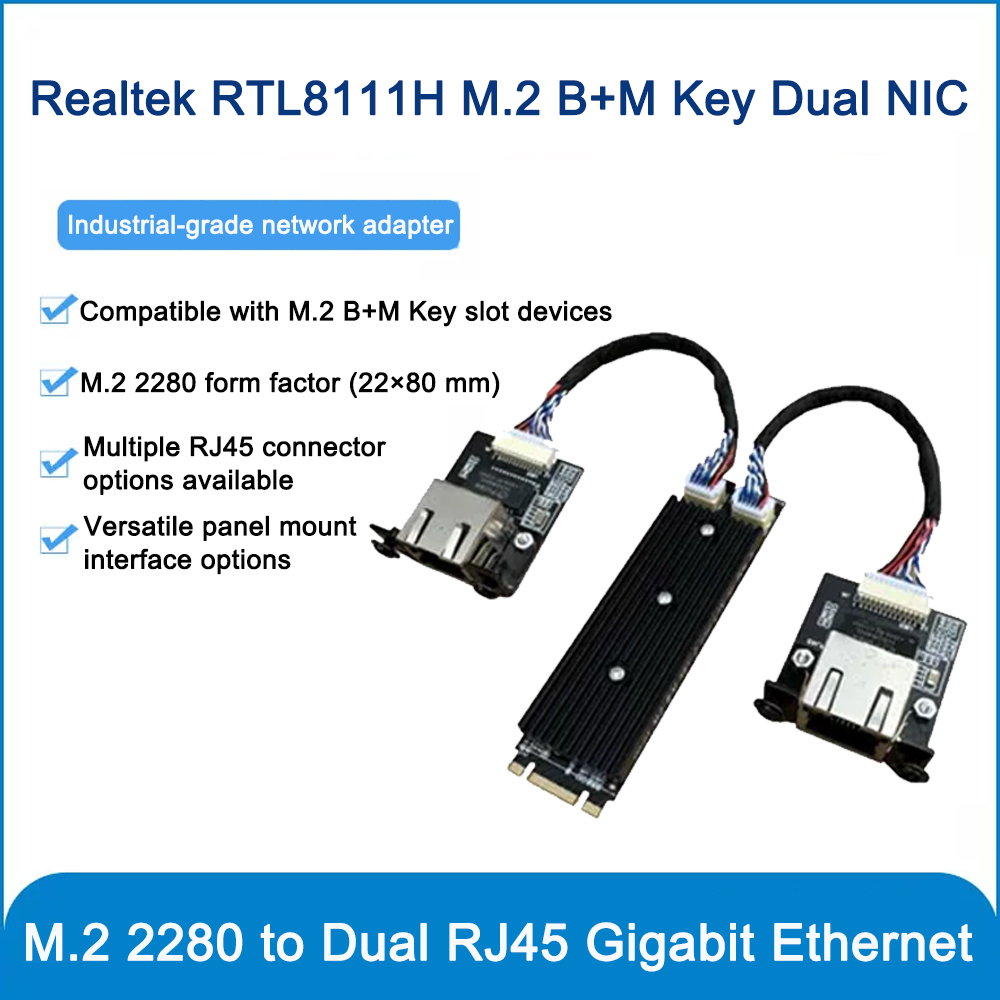 Gigabit Network Card - Przemysłowa karta sieciowa M.2 B+M Key